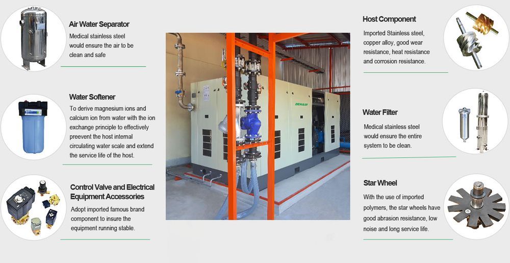 Thông số kỹ thuật Máy nén khí trục vít không dầu áp suất cao DENAIR