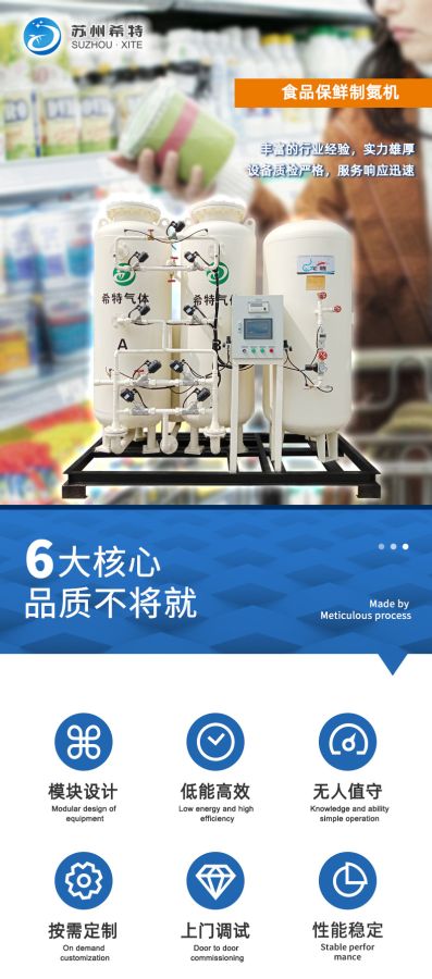 Cỡ nhỏ dried fruit thực phẩm đóng gói máy tạo nitơ PSA máy tạo nitơ XITE GAS